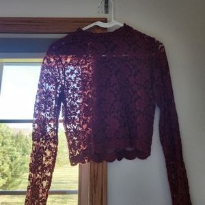 Red Floral Sheer Shirt